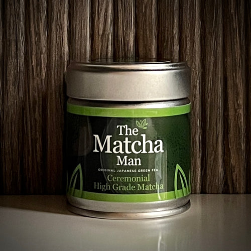 Zilverkleurig potje 'Ceremonial High Grade Matcha' van The Matcha Man (30 gram).